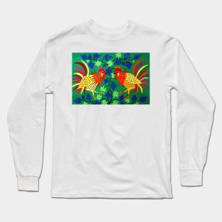 Maria Prymachenko, Roosters, Famous Ukrainian Painter, Art Print, Ukrainian Folk Art, Марія Приймаченко, Півні Long Sleeve T-Shirt